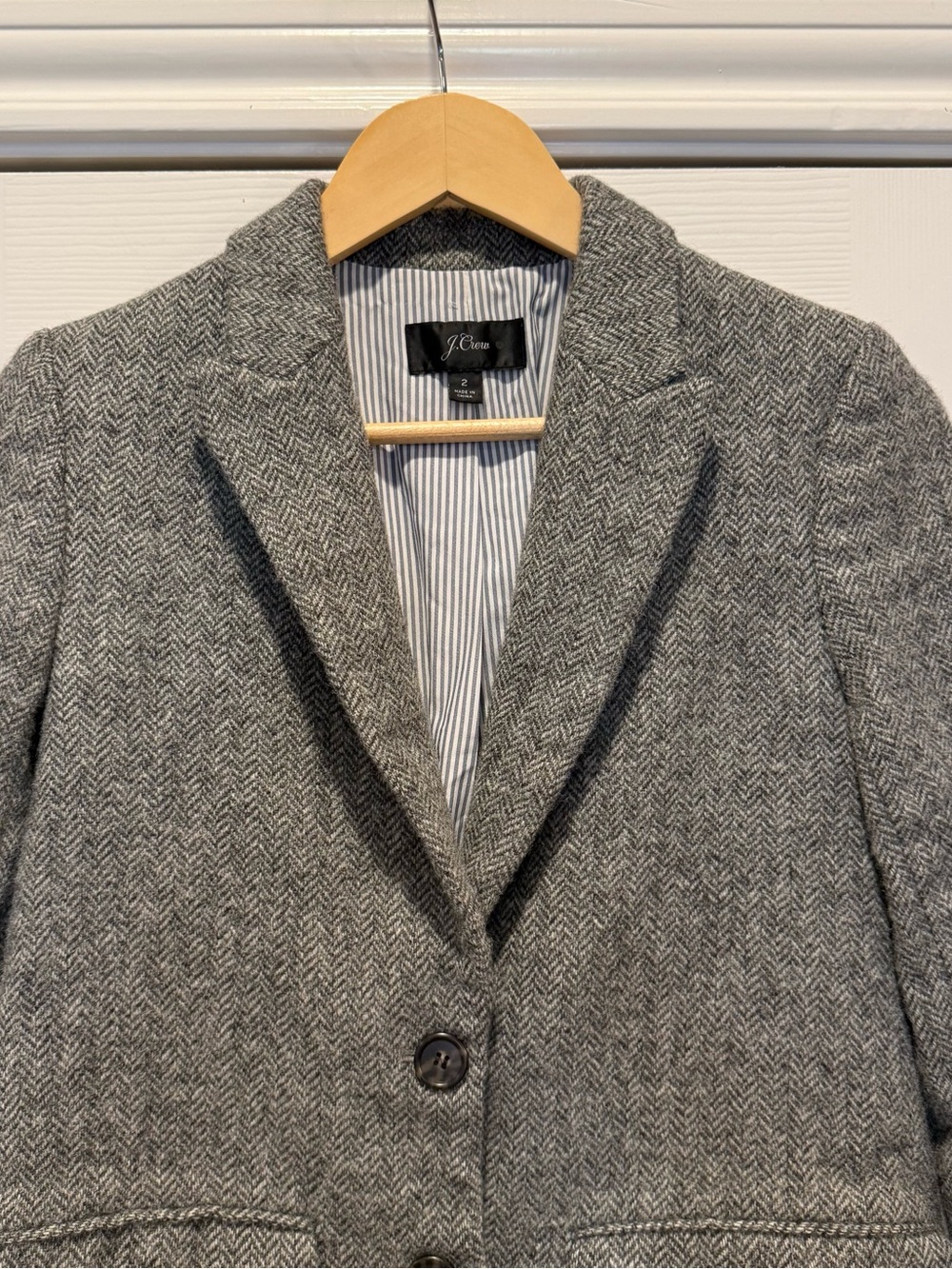 J Crew Sommerset Blazer Graphite English Wool Herringbone Preppy Academia Sz 2 - Picture 4 of 12